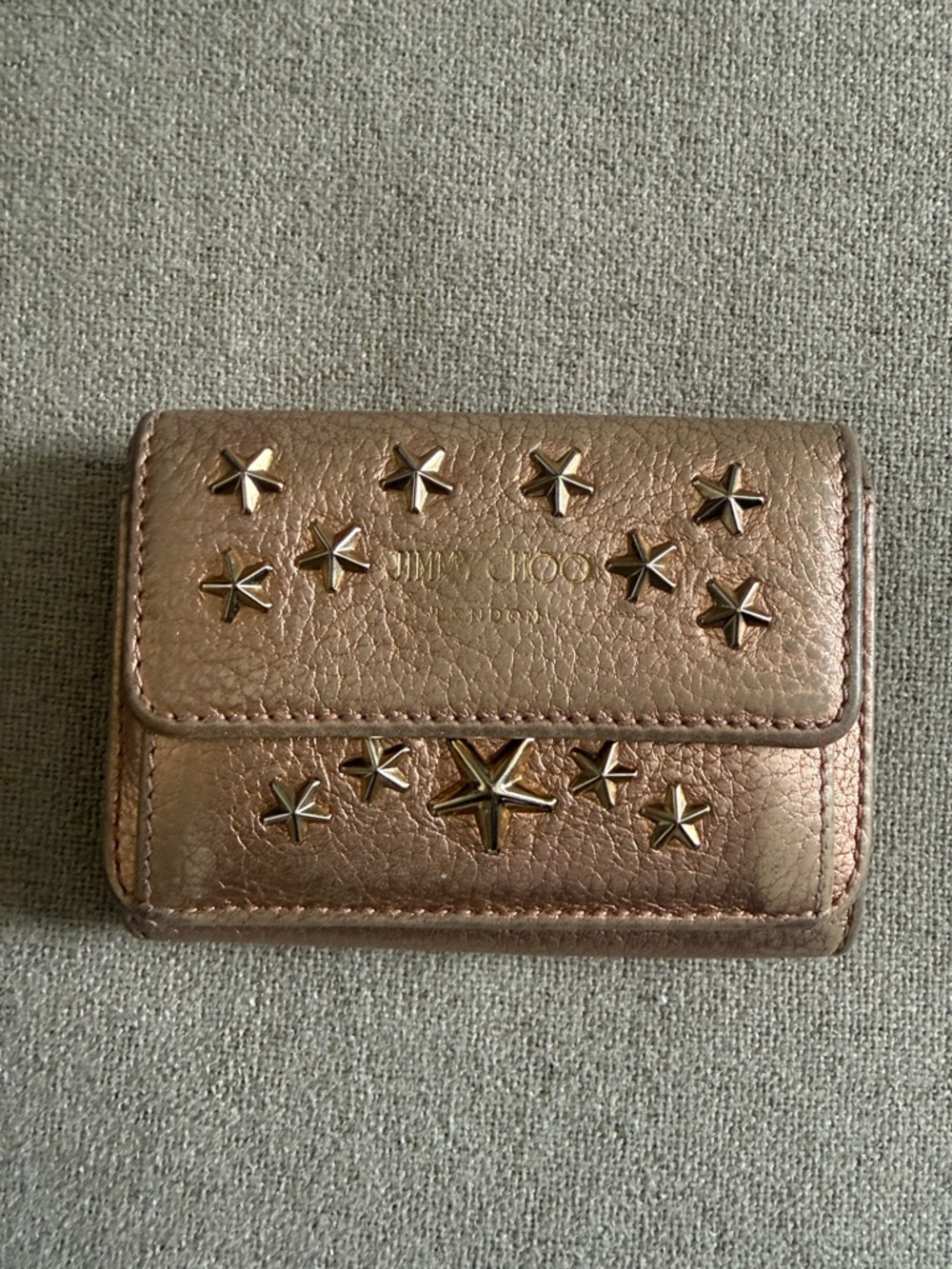 Jimmy Choo Metallic Rose Gold Star-Embellished Card Holder